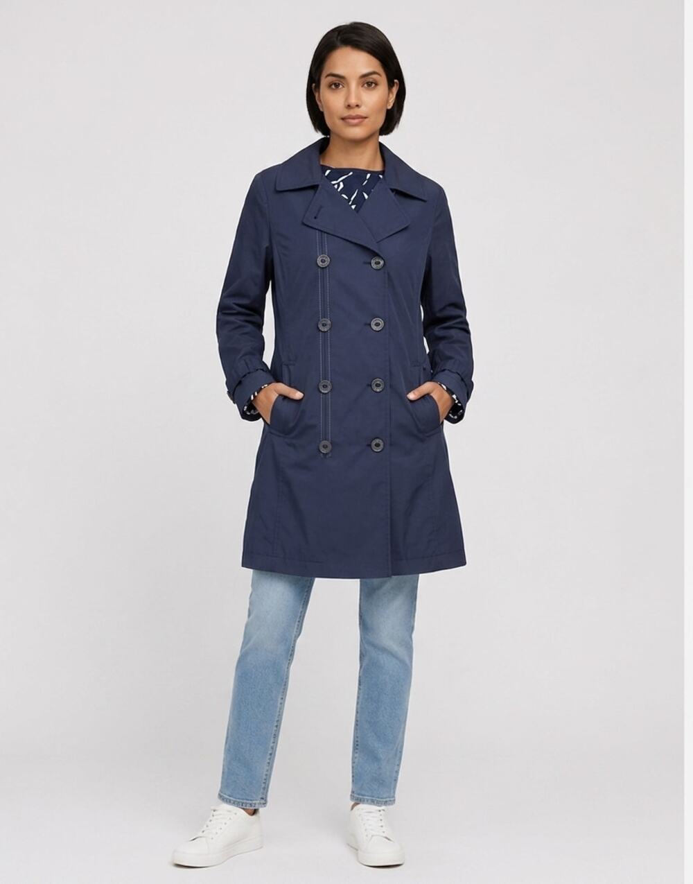 Nautica Blue Trench Coat Lined Jacket Women Size S